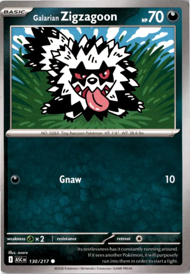 Galarian Zigzagoon #130/217 - Ascended Heroes - Pokemon - Common - Near Mint