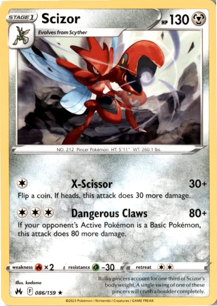 Scizor #086/159 - Crown Zenith - Pokemon - Rare - Near Mint