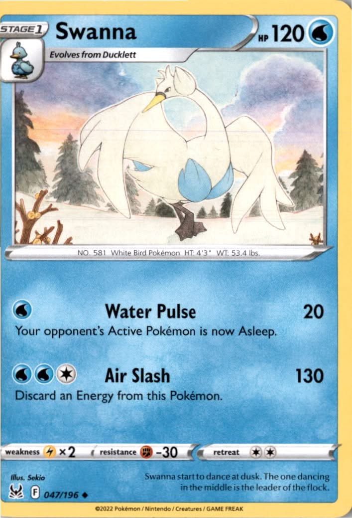Swanna #047/196 - Lost Origin - Pokemon - Uncommon - Near Mint