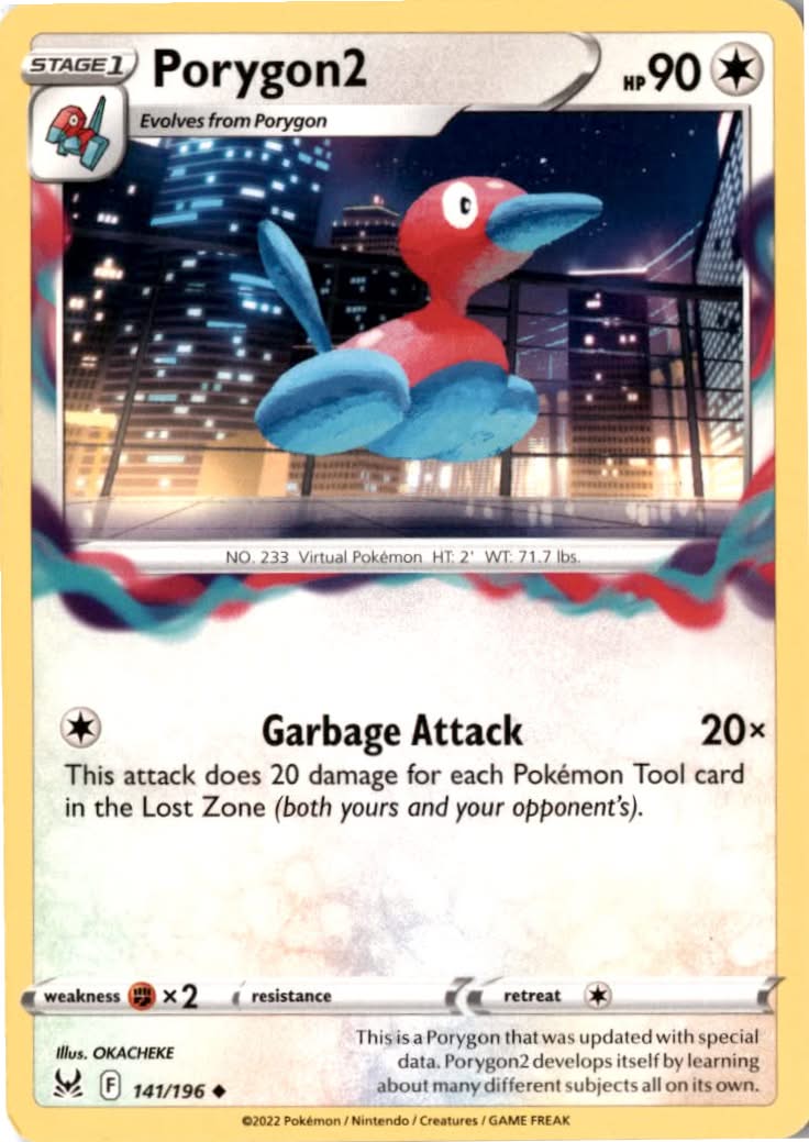 Porygon2 #141/196 - Lost Origin - Pokemon - Uncommon - Near Mint