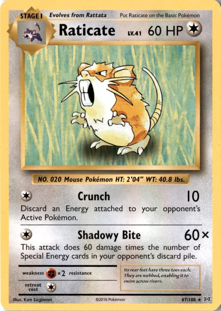 Raticate #67/108 - Evolutions - Pokemon - Rare - Lightly Played