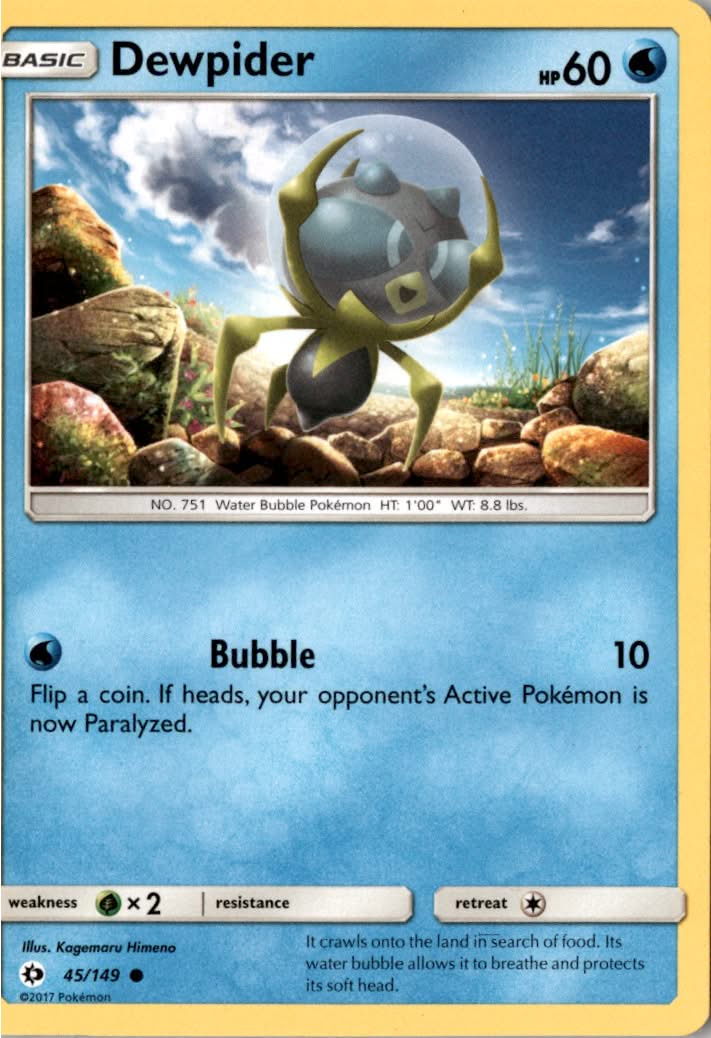 Dewpider #45/149 - Sun & Moon - Pokemon - Common - Near Mint