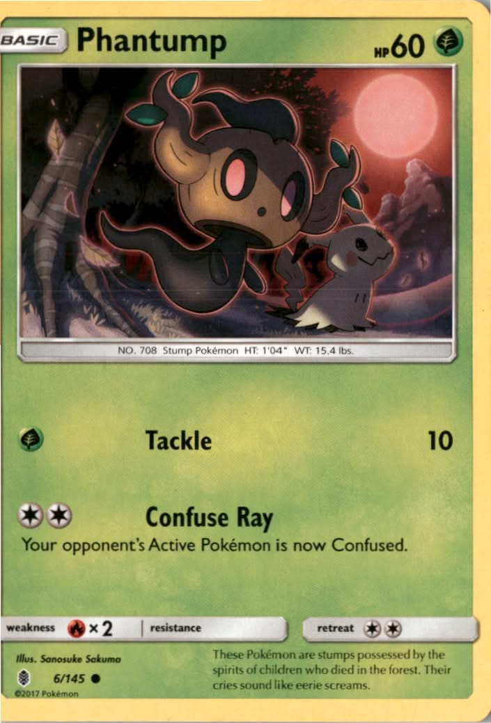 Phantump #6/145 - Guardians Rising - Pokemon - Common - Lightly Played