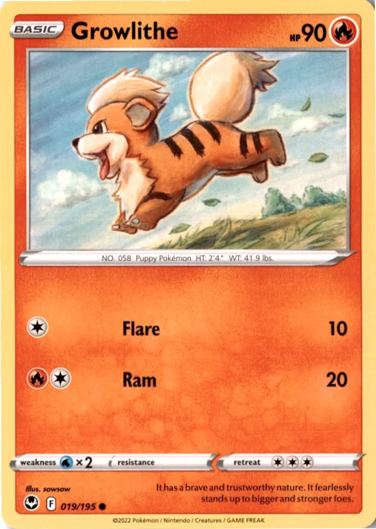 Growlithe #019/195 - Silver Tempest - Pokemon - Common - Near Mint