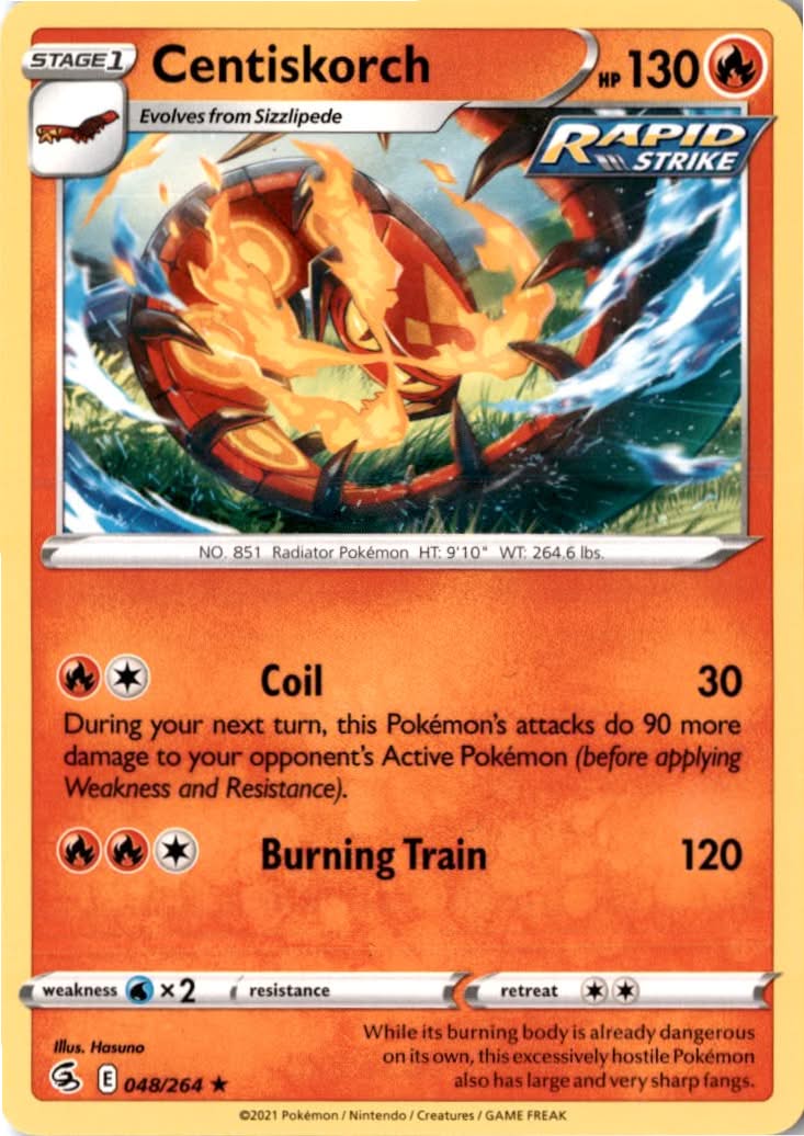 Centiskorch #48/264 - Fusion Strike - Pokemon - Rare - Near Mint