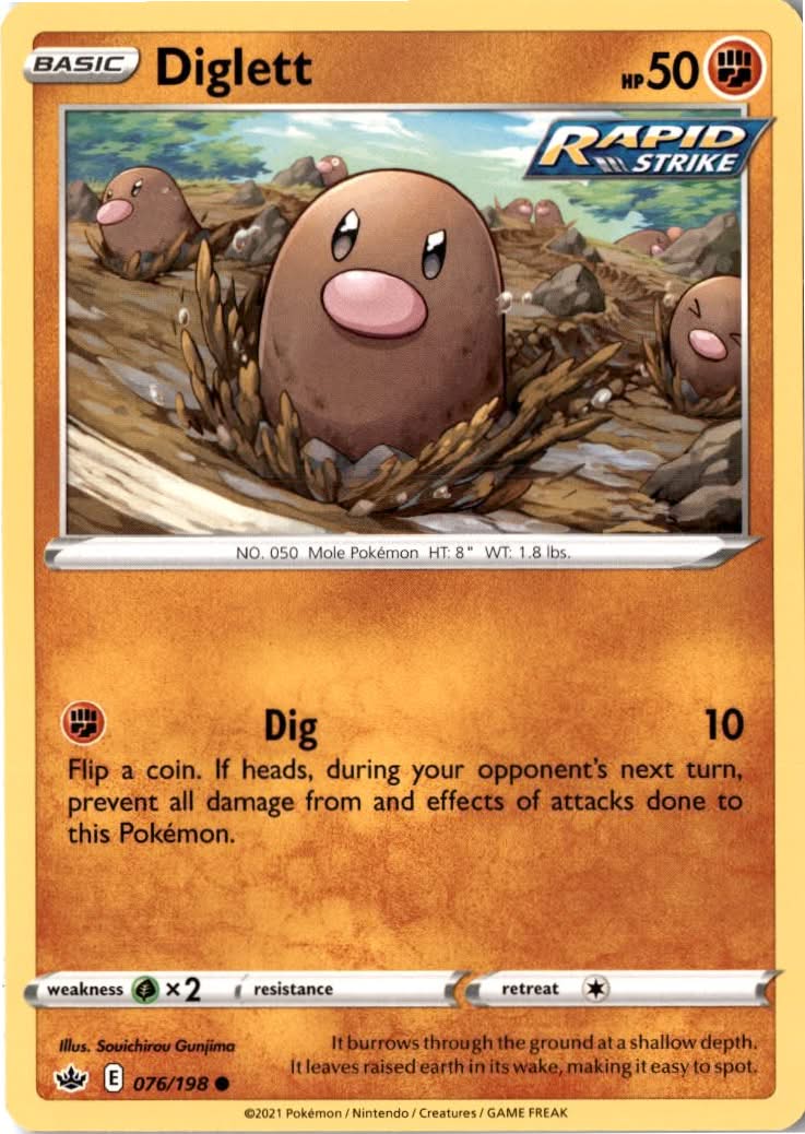 Diglett #76/198 - Chilling Reign - Pokemon - Common - Near Mint