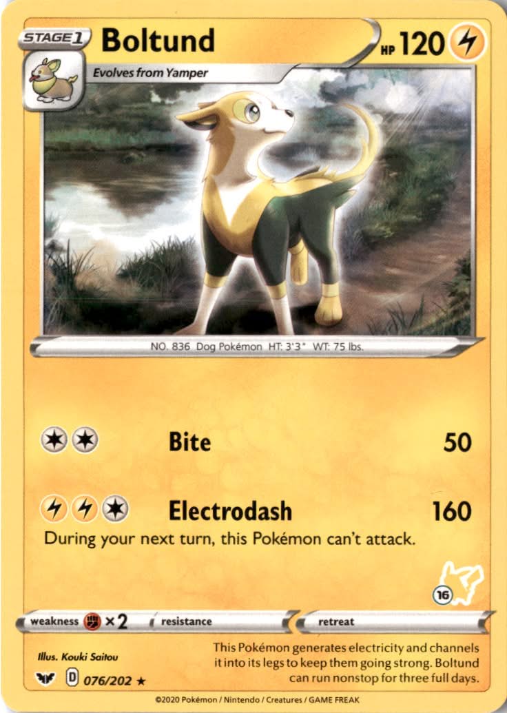 Boltund #76/202 - Sword & Shield - Pokemon - Holo Rare - Near Mint