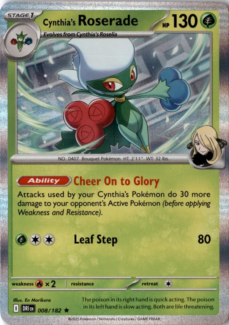 Cynthia's Roserade #008/182 - Destined Rivals - Pokemon - Rare - Near Mint
