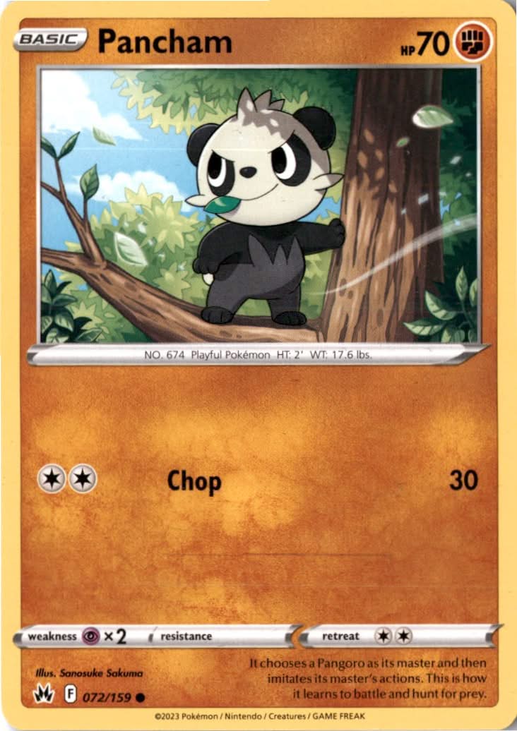 Pancham #072/159 - Crown Zenith - Pokemon - Common - Near Mint