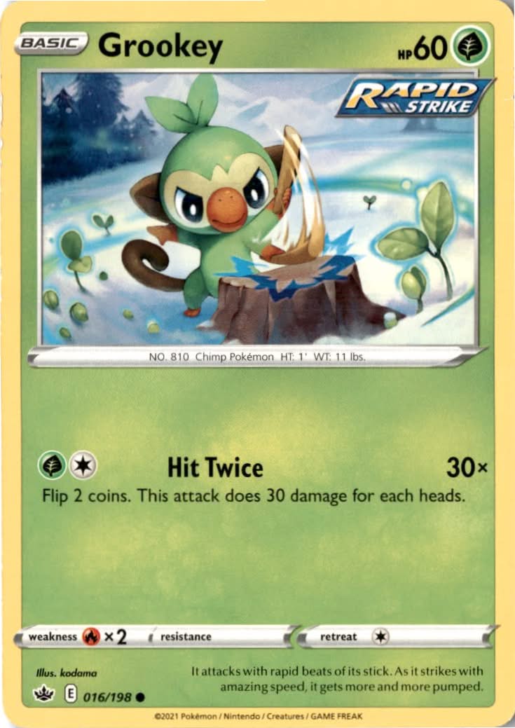 Grookey #16/198 - Chilling Reign - Pokemon - Common - Near Mint
