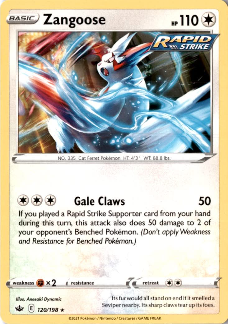 Zangoose #120/198 - Chilling Reign - Pokemon - Rare - Near Mint
