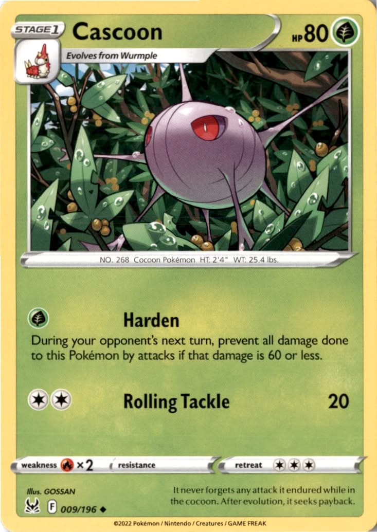 Cascoon #009/196 - Lost Origin - Pokemon - Uncommon - Near Mint