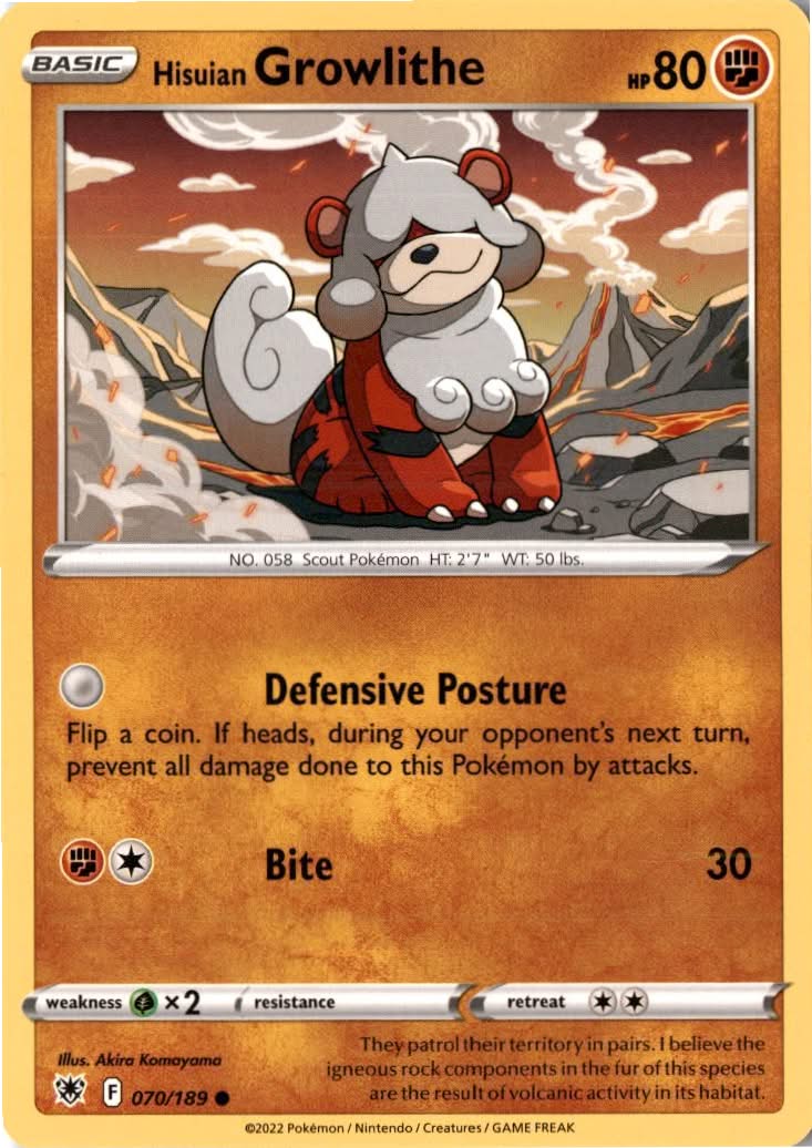 Hisuian Growlithe #070/189 - Astral Radiance - Pokemon - Common - Near Mint