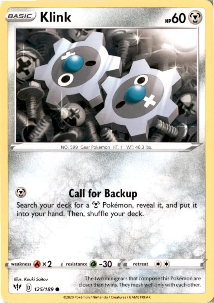 Klink #125/189 - Darkness Ablaze - Pokemon - Common - Near Mint
