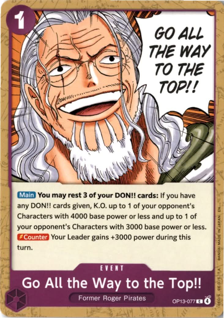 Go All the Way to the Top!! #OP13-077 - Carrying On His Will - One Piece Card Game - Common - Near Mint