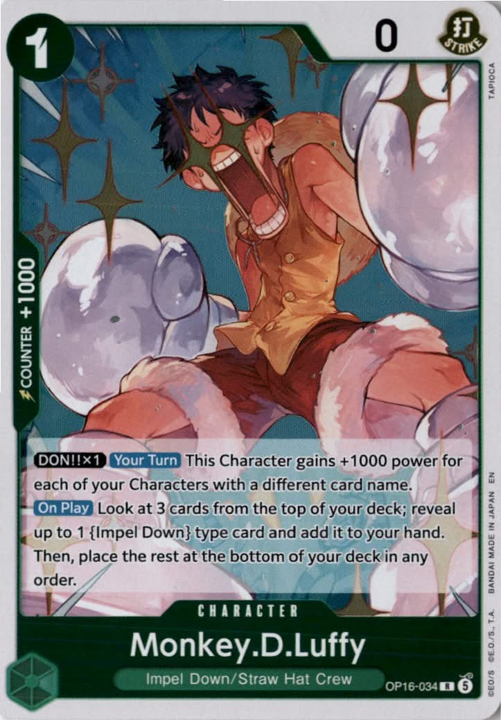 Monkey.D.Luffy #OP16-034 - The Time of Battle - One Piece Card Game - Rare - Near Mint
