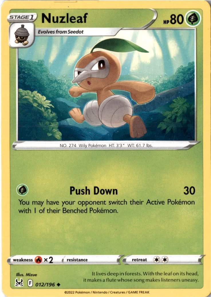 Nuzleaf #012/196 - Lost Origin - Pokemon - Uncommon - Near Mint