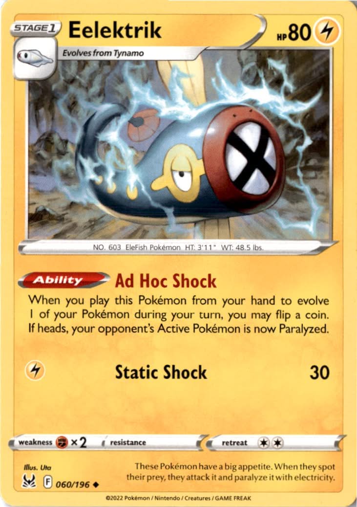 Eelektrik #060/196 - Lost Origin - Pokemon - Uncommon - Near Mint