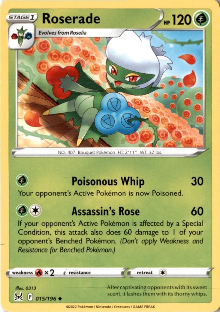 Roserade #015/196 - Lost Origin - Pokemon - Uncommon - Near Mint