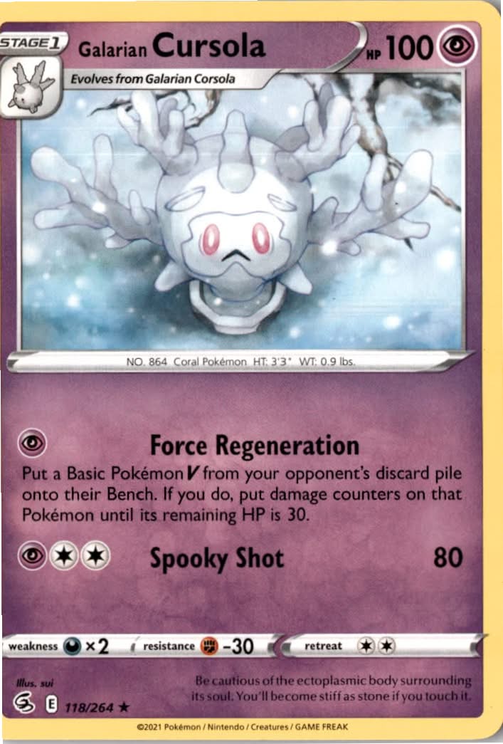 Galarian Cursola #118/264 - Fusion Strike - Pokemon - Rare - Near Mint