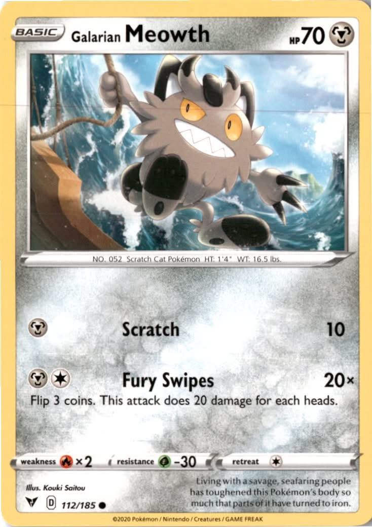 Galarian Meowth #112/185 - Vivid Voltage - Pokemon - Common - Near Mint