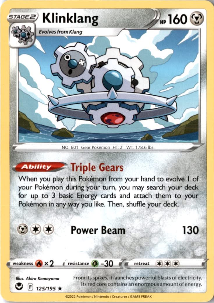 Klinklang #125/195 - Silver Tempest - Pokemon - Rare - Near Mint