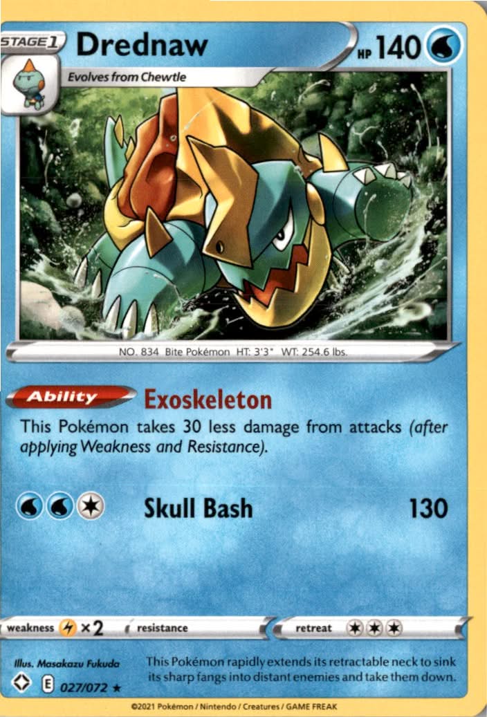 Drednaw #27/72 - Shining Fates - Pokemon - Rare - Near Mint