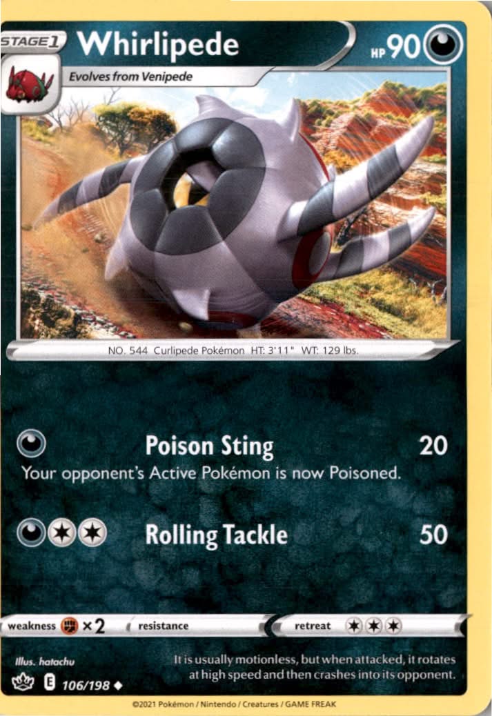 Whirlipede #106/198 - Chilling Reign - Pokemon - Uncommon - Near Mint