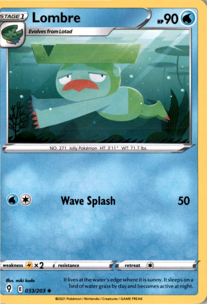 Lombre #33/203 - Evolving Skies - Pokemon - Uncommon - Near Mint