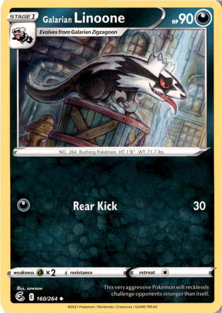 Galarian Linoone #160/264 - Fusion Strike - Pokemon - Uncommon - Near Mint