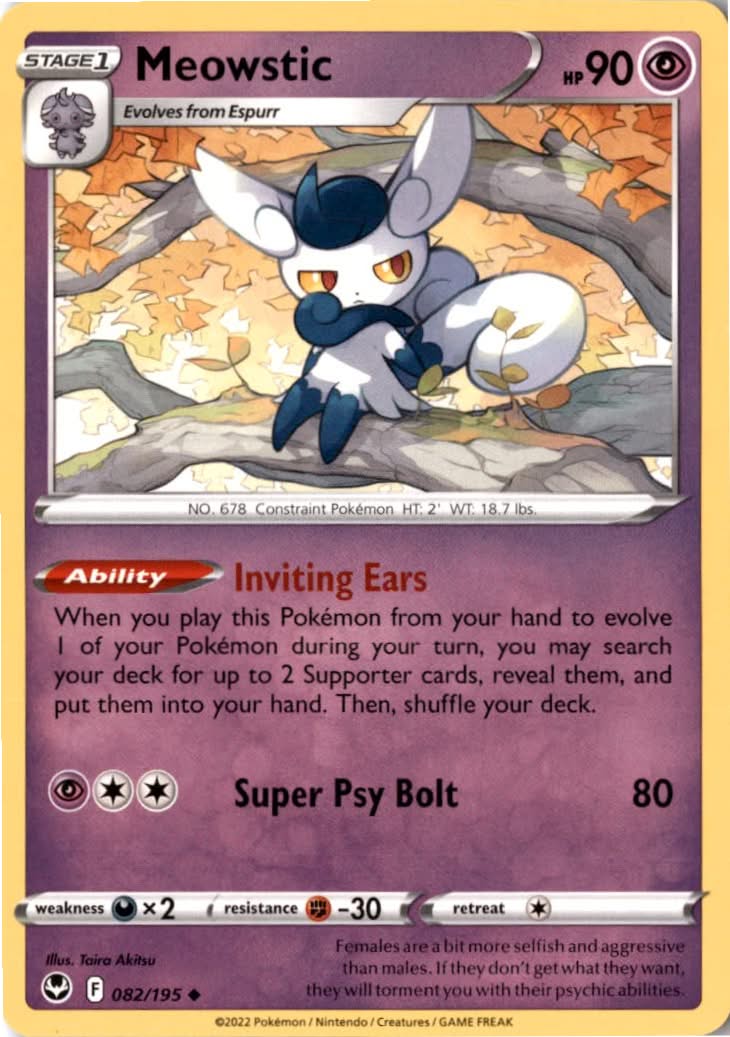 Meowstic #082/195 - Silver Tempest - Pokemon - Uncommon - Near Mint
