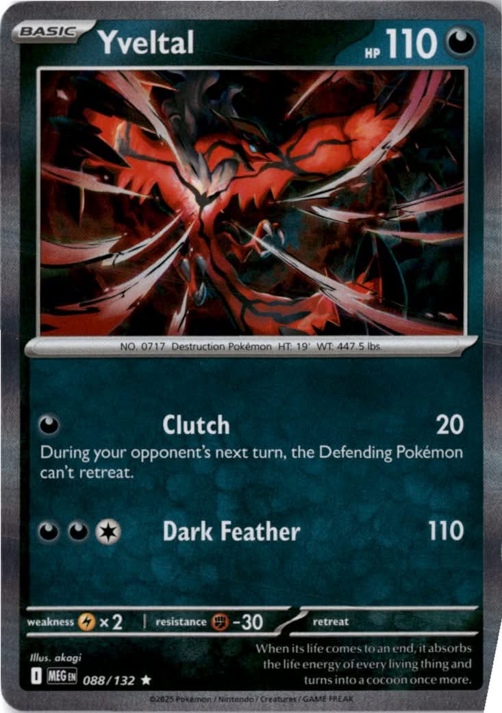 Yveltal #088/132 - Mega Evolution - Pokemon - Rare - Near Mint