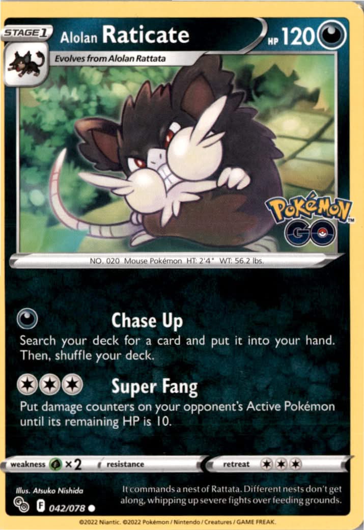 Alolan Raticate #042/78 - Pokémon GO - Pokemon - Common - Near Mint