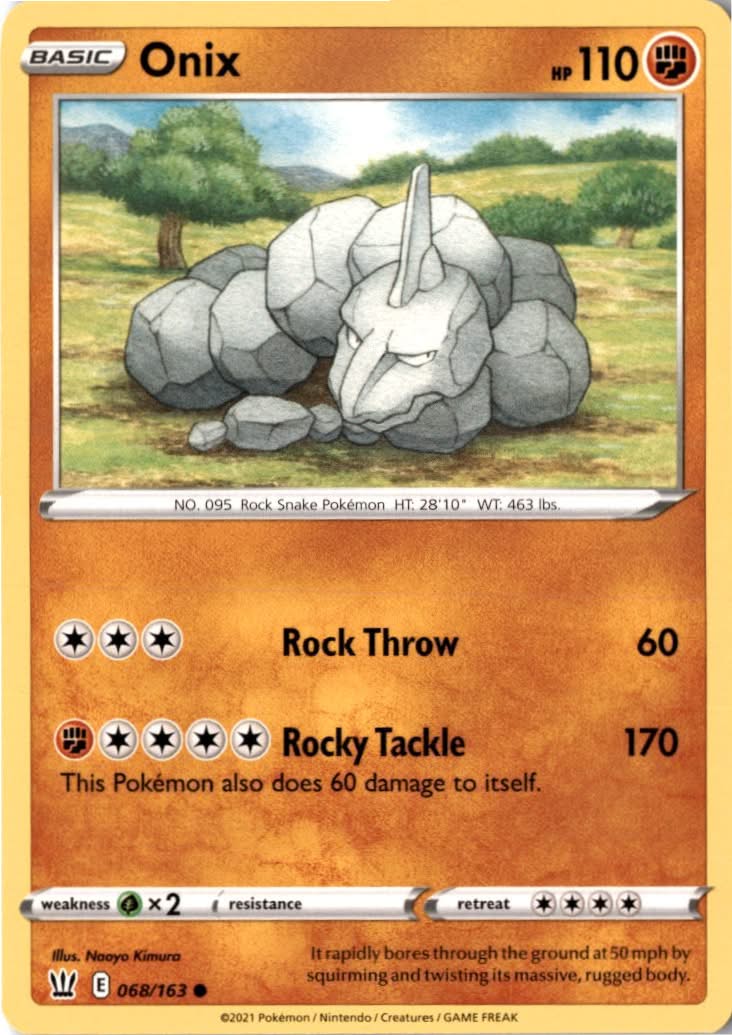 Onix #68/163 - Battle Styles - Pokemon - Common - Near Mint