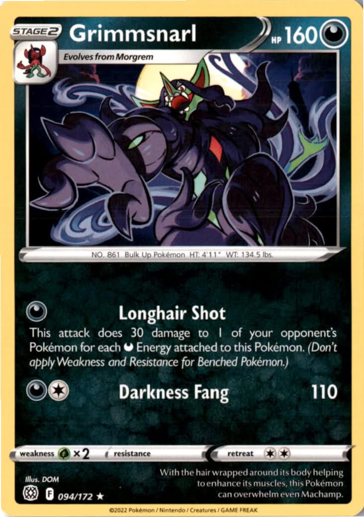 Grimmsnarl #094/172 - Brilliant Stars - Pokemon - Rare - Near Mint
