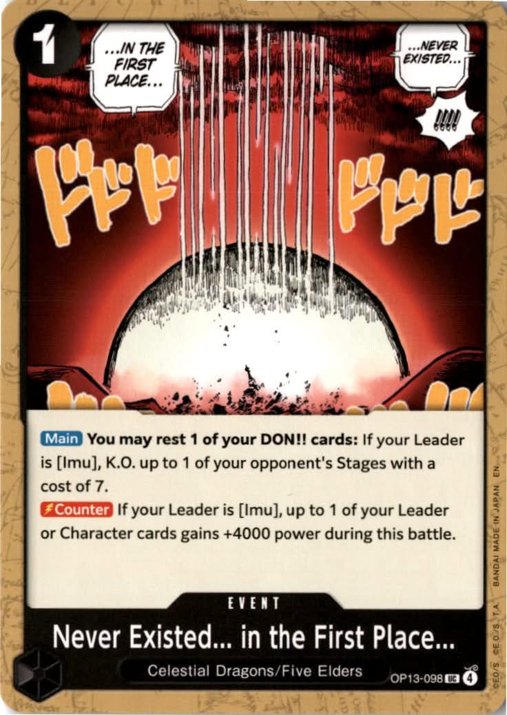 Never Existed... in the First Place... #OP13-098 - Carrying On His Will - One Piece Card Game - Uncommon - Near Mint