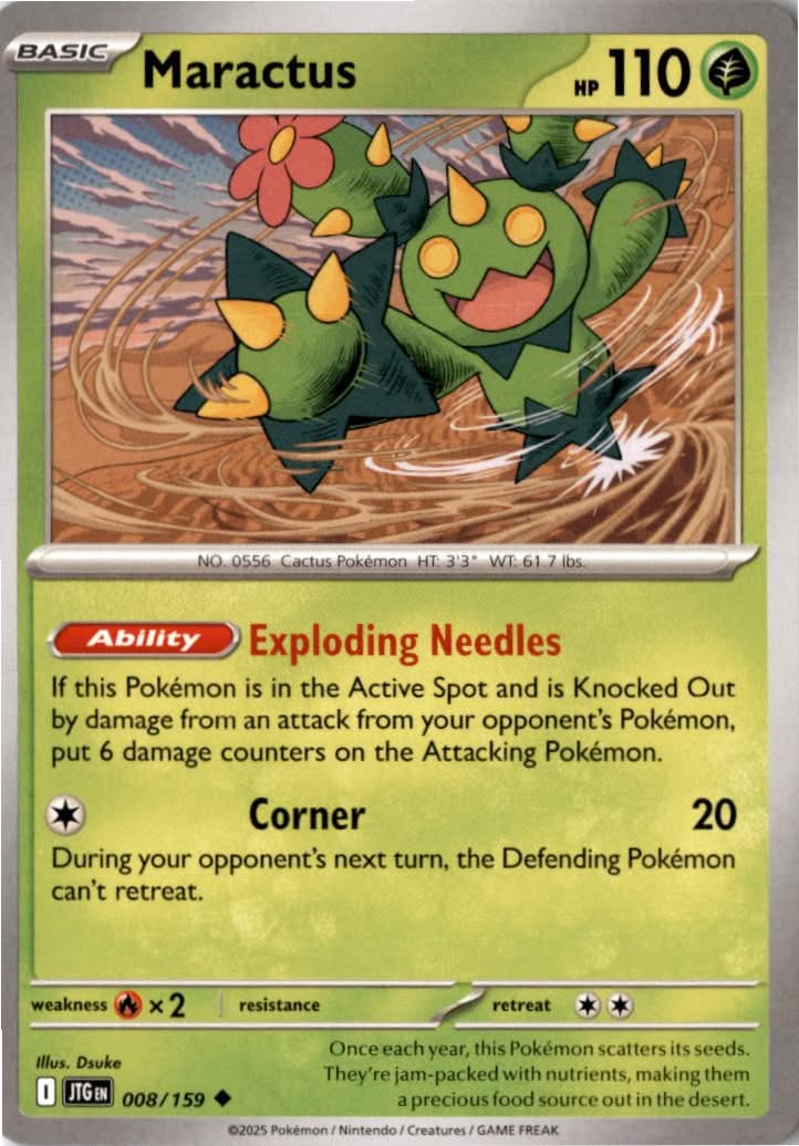 Maractus #008/159 - Journey Together - Pokemon - Uncommon - Near Mint
