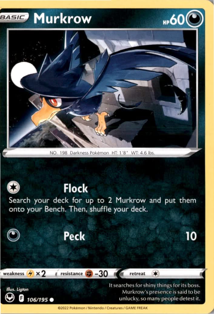 Murkrow #106/195 - Silver Tempest - Pokemon - Common - Near Mint