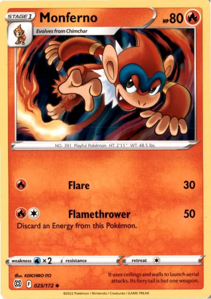 Monferno #025/172 - Brilliant Stars - Pokemon - Uncommon - Near Mint