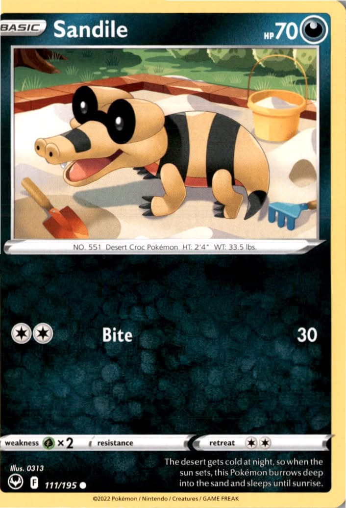 Sandile #111/195 - Silver Tempest - Pokemon - Common - Near Mint
