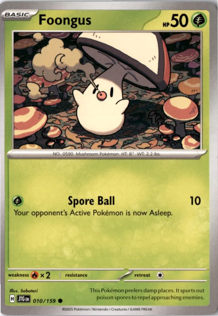 Foongus #010/159 - Journey Together - Pokemon - Common - Near Mint