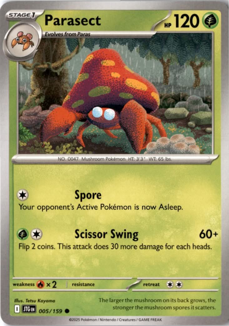 Parasect #005/159 - Journey Together - Pokemon - Common - Near Mint