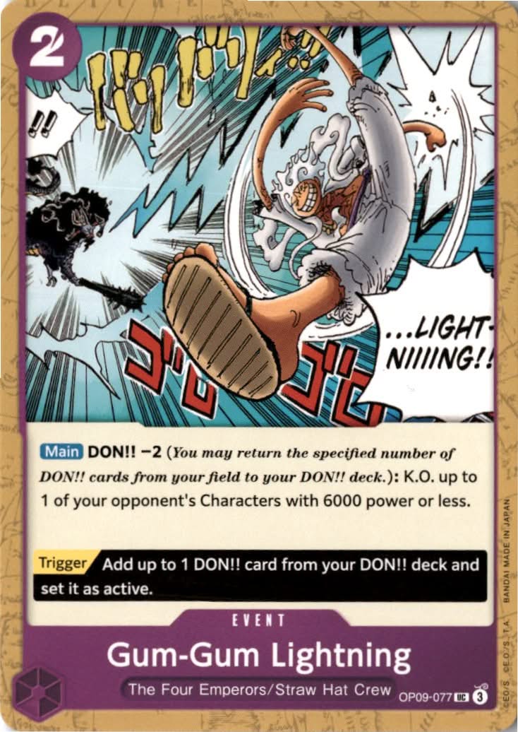Gum-Gum Lightning (Reprint) (PRB-02 Reprint) #OP09-077 - Premium Booster -The Best- Vol. 2 - One Piece Card Game - Uncommon - Near Mint