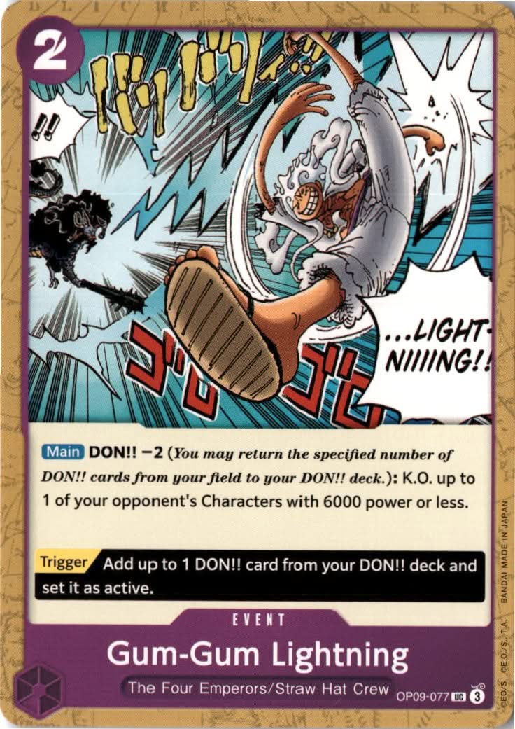 Gum-Gum Lightning #OP09-077 - Emperors in the New World - One Piece Card Game - Uncommon - Near Mint