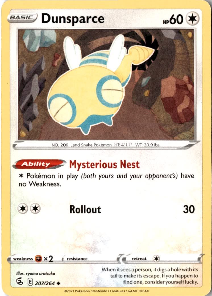 Dunsparce #207/264 - Fusion Strike - Pokemon - Uncommon - Near Mint