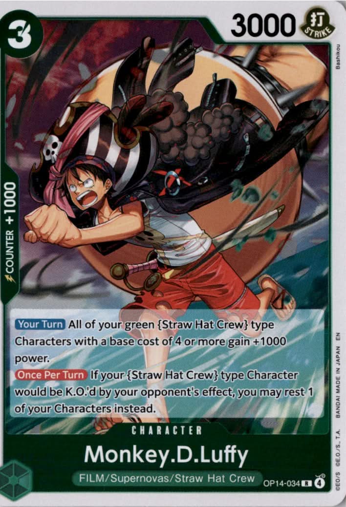 Monkey.D.Luffy - OP14-34 #OP14-034 - The Azure Sea's Seven - One Piece Card Game - Rare - Near Mint