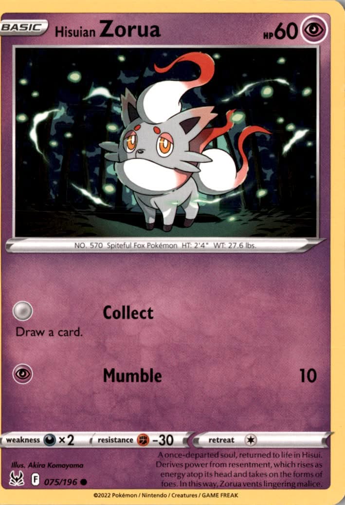 Hisuian Zorua #075/196 - Lost Origin - Pokemon - Common - Near Mint