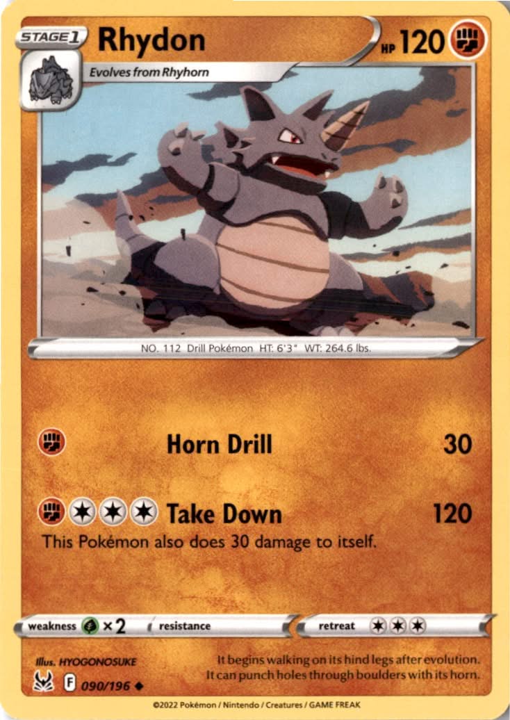 Rhydon #090/196 - Lost Origin - Pokemon - Uncommon - Near Mint