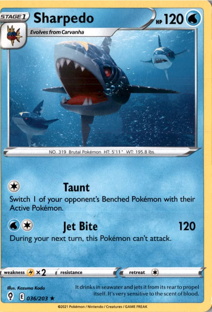 Sharpedo #36/203 - Evolving Skies - Pokemon - Rare - Near Mint
