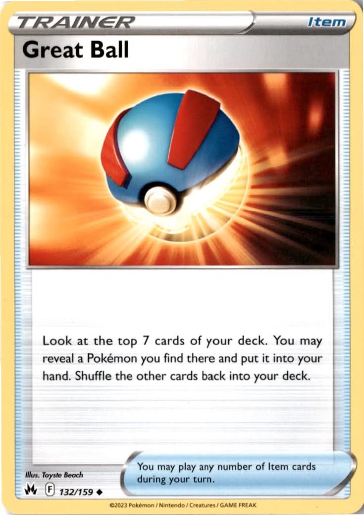 Great Ball #132/159 - Crown Zenith - Pokemon - Uncommon - Near Mint